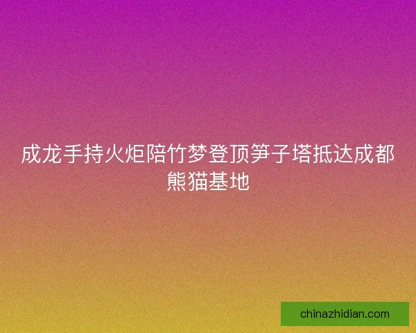 成龙手持火炬陪竹梦登顶笋子塔抵达成都熊猫基地
